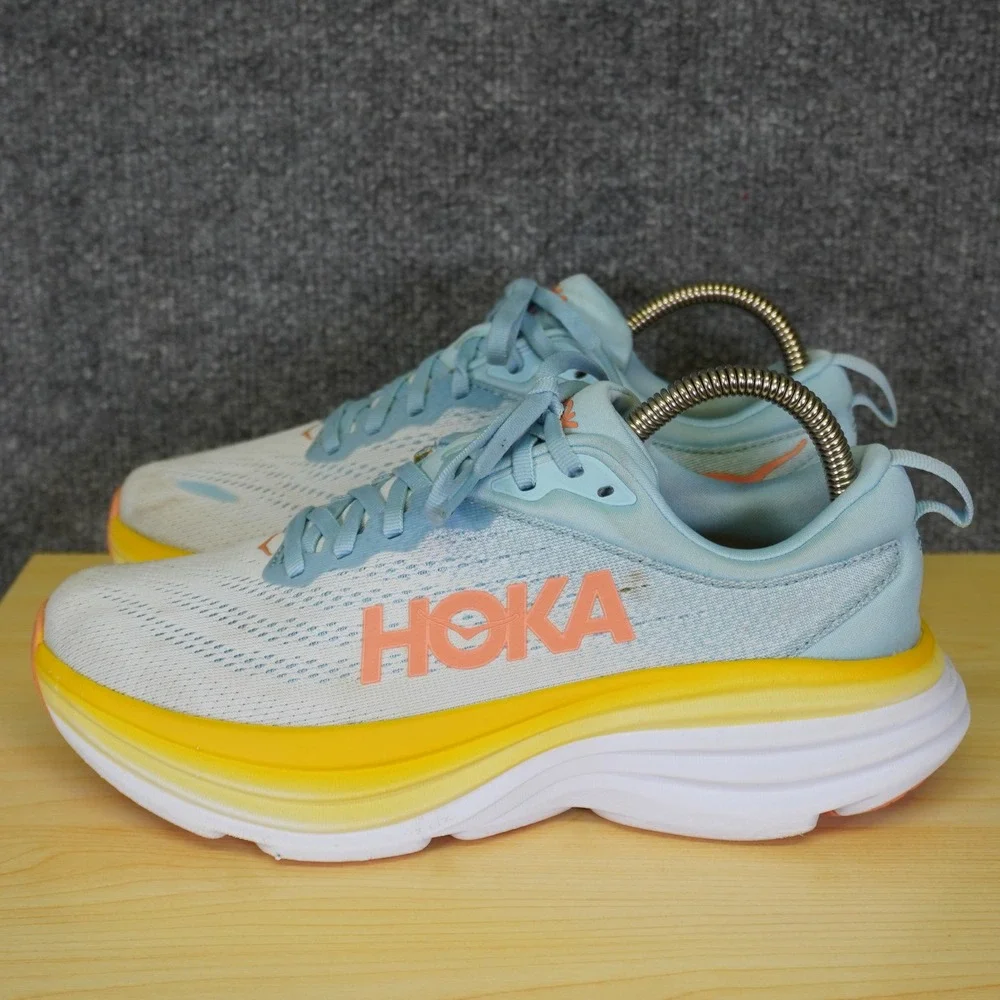 Hoka One One Bondi 8 Shoes Womens Size 7.5 Blue Running Sneakers 1127952 SSCA